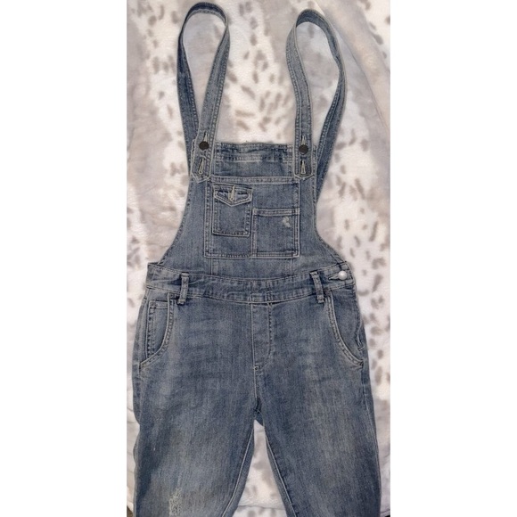 Free People Denim Overalls Women Size 25 Blue Cotton Blend Stretch Straight Leg - Picture 7 of 14